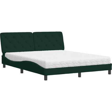 Maison Exclusive - Letto con Materasso Verde Scuro 160x200 cm in Velluto (1/5)