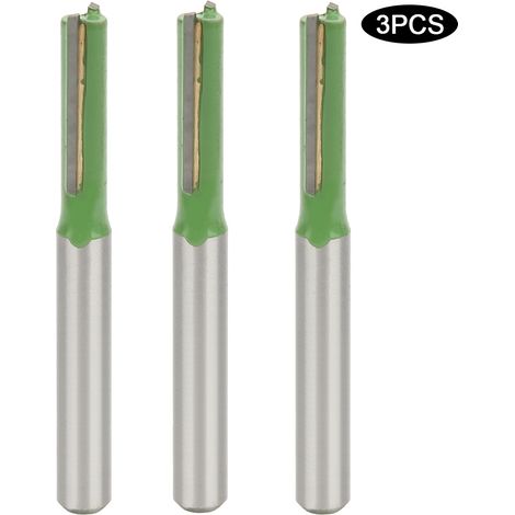 Lot de 3 fraises à surfacer double tranchant 6x6x20mm pour défonceuse bois, pièce de quincaillerie de coupe à ras (1/5)