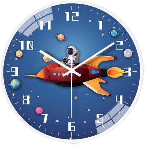 Nazalus-Vente chaude-Horloge murale pour enfants à mouvement silencieux de 8 pouces(bleu) (1/3)