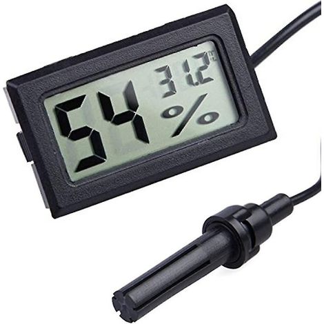 Thermomètre numérique LCD 2-en-1 hygromètre avec sonde externe pour enclos reptiles (Lot de 2) (1/3)