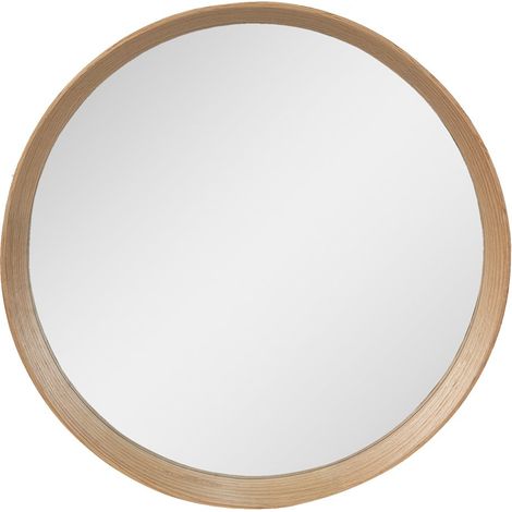 Miroir Mural Rond en Bois Marron Style Rustique - Grand Miroir Décoratif Ø 50 cm - PANGIVO (1/3)