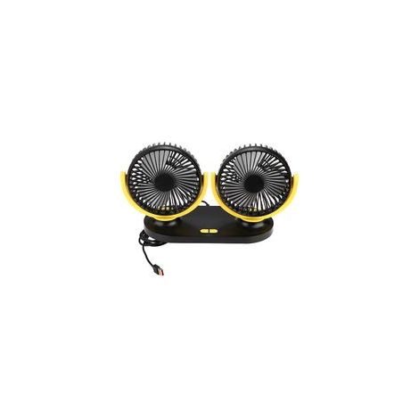 Ventilateur de voiture USB à double tête, climatiseur Portable, refroidisseur automatique, Ventilation 12V, noir et jaune (1/5)