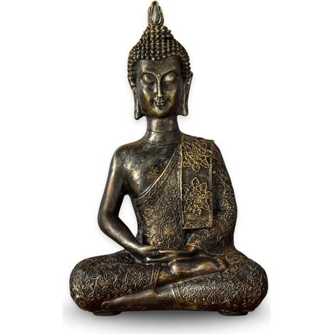 Statua Buddha Thailandese – Statuetta decorativa Zen e Feng Shui – Porta un'atmosfera lenta e rilassante al vostro interno – Statua portafortuna color bronzo – Altezza: 21 cm – Zen'Light (1/5)