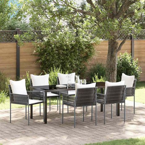 Garten Essgruppe 7 pcs Braun und Schwarz PE-Rattan (1/5)