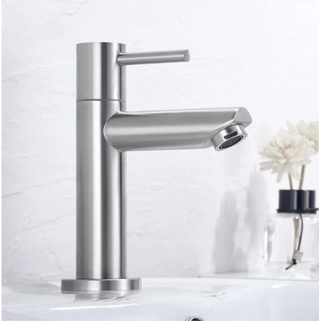 Robinet sur pied à eau froide, chromé, robinet de lavabo de salle de bain, hauteur 170 mm, idéal pour les salles de bain d'invités. (1/5)