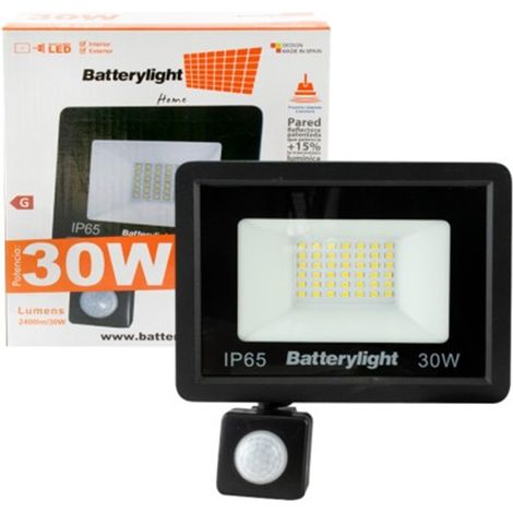 Foco LED negro con sensor IP65 30W 2400 lúmenes basculante E-27 G - MARCA