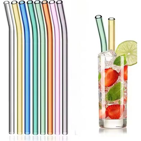 Pailles réutilisables en verre - Lot de 8 (1/2)