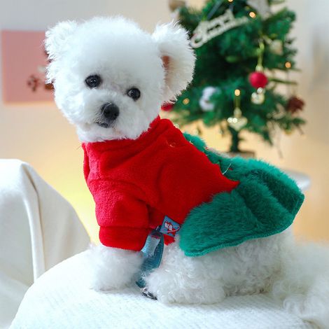 Pull Chien - Pull Noël Pour Chien Petit Race - Manches Courtes - Polyester - Rouge - Taille S (1/5)