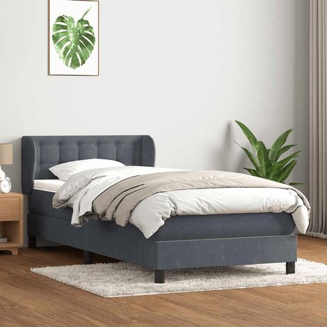 Boxspringbett mit Matratze Dunkelgrau 80x220 cm Samt