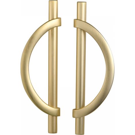 2 Pack Brushed Gold Drawer Pulls, Half Moon Shape Dresser Drawer Handles, Antique Cabinet Door Handles,11.4cm (1/5)