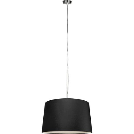 QAZQA Lampada a sospensione con paralume cappo - Design - Tessuto,Acciaio - Nero/Acciaio - Tondo Max. 1 x Watt