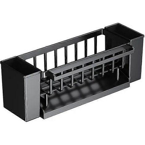 Selbstreinigender Spülbeckenabtropfkorb, Seifen- und Schwammhalter, Geschirrtuchhalter, Siebkorb, schwarzes Abtropfgitter (1/5)