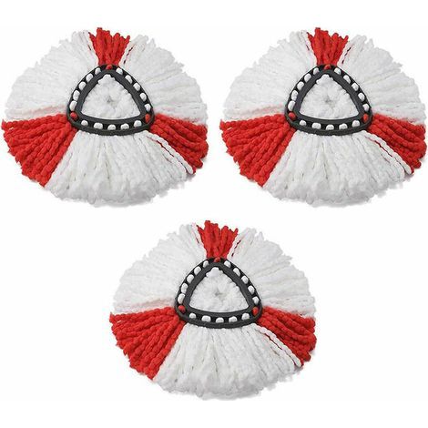 Paquete de 3 (rojo) escobas de repuesto compatibles con Vileda, recambio 2 en 1/fregona turbo compatible con Vileda, fregona Turbo4 (1/5)