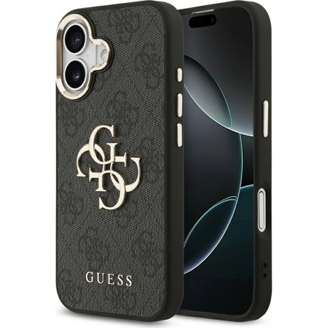 Coque Guess 4G avec grand logo classique 4G pour iPhone 17 - Noir et or (1/5)