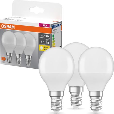 Osram Bombilla Led Gota E14 4,9W 470lm 2700K Luz Cálida Paquete De 3