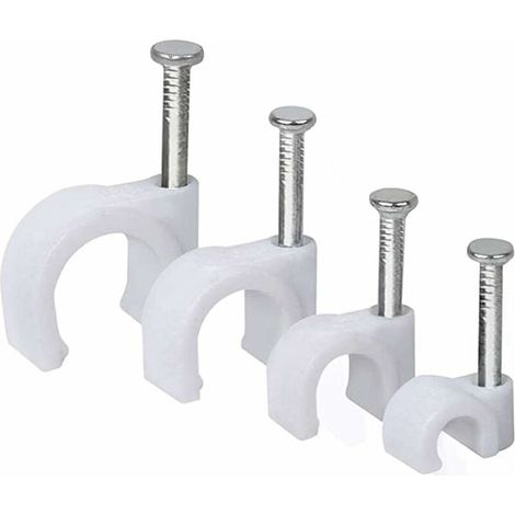 Serre-câbles pour câbles Pinces à clous 6 7 8 10 mm Serre-câbles Pinces à clous Clips adhésifs avec clous pour la fixation du matériau du câble pour la fixation du matériau du câble (100 par taille) (1/5)