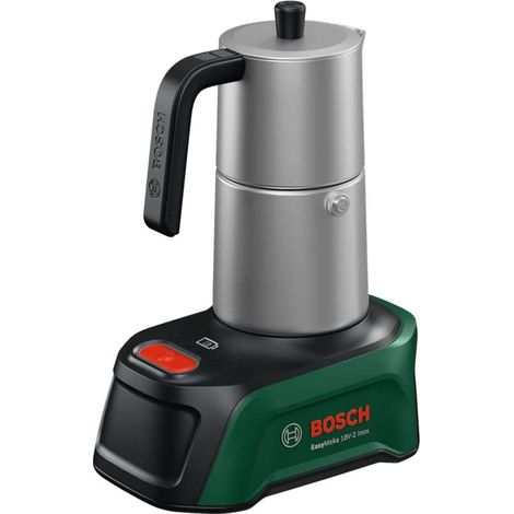 Bosch – Cafetière moka électrique portable 18V – 2 tasses expresso – Technologie d'infusion par capteurs – Base pivotante 360°
