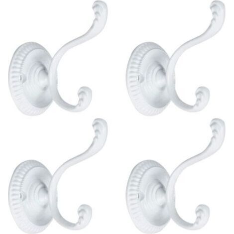 4 pezzi Ganci Appendiabiti da Parete per Accappatoi e Asciugamani, Ganci per Porta Bagno Cucina in Lega di Zinco con Viti, Bianco (1/5)