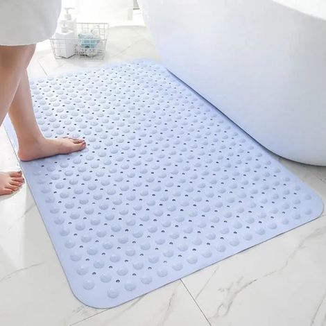 Tapis de douche - Surface antidérapante + massage - Ventouses - Trous de drainage - PVC (1/4)