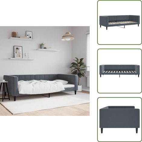 Letto da giorno 2 in 1 - vidaXL Letto da Giorno Grigio Scuro 100x200 cm in Velluto - Divano letto moderno