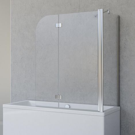 Schulte Duschabtrennung Angle mit Seitenwand, 2-teilig faltbar -  Breite: 112, Höhe: 142 cm, Glas: 5 mm Sicherheitglas Klar Hell, Profil: Chromoptik, passend für Wannentiefe: 69-71 cm