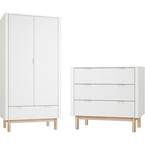 Armadio 2 ante 3 cassetti Miloo bianco 90,5cm (1/4)