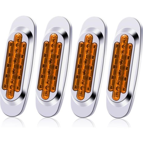 [High/Low Beam] 4PCS LEDs Feux de Gabarit pour Remorque 24V Ambre, 6.4" Feux de Position Latéraux Feu Latéral Ampoule avec Lunette Chromée pour Voiture Véhicule Camion Remorque Caravane (1/5)