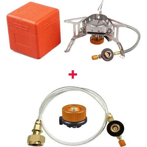 Réchaud à gaz d'extérieur coupe-vent, portable, pliable, ultraléger et bricoleur, idéal pour le camping et la randonnée. (1/5)