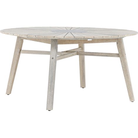 Table de Jardin Ronde en Acacia "Rives" 150cm Blanc (1/5)