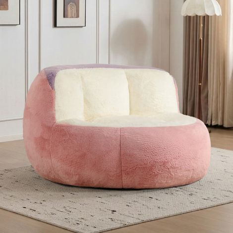 Sillón puff oversize 110 x 106 x 77 cm en tejido efecto pelaje multicolor HAVRYA (1/5)