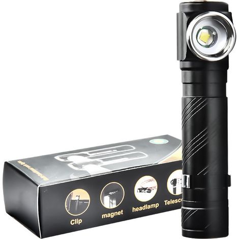 Linterna potente de aleación de aluminio, recargable por USB, LED, multifuncional, con enfoque y doble uso.