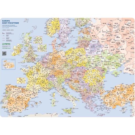 Europe - Codes postaux. Carte des codes. Tapis de bureau. Édition 2025. (1/5)