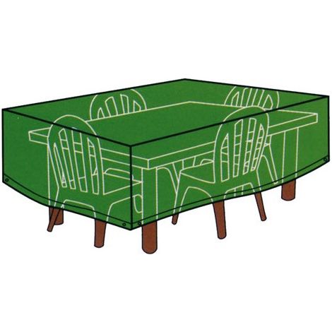 Cubierta para mesa rectangular con sillas 180x270x90 cm – PVC verde con elástico – GDLC
