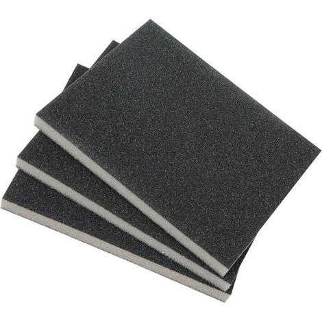 Set de 3 éponges abrasives à grain fin, moyen & gros pour le bois et le métal - papier abrasif utilisable à sec et à l'eau (1/5)