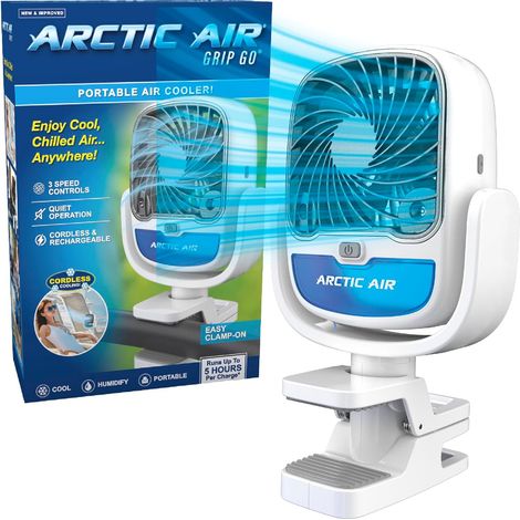 Ventilatore portatile senza fili con 3 velocità, clip universale, rotazione di 360 gradi, ricaricabile tramite USB, 5 ore di autonomia, per casa, ufficio, auto, ecc., bianco