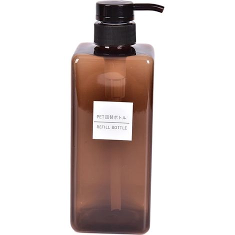 Flacon distributeur vide en plastique marron de 650 ml avec pompe pour shampoing, lotion ou gel douche [Q]Q@ (1/5)