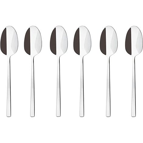 Sambonet Rock 52562A37 - Juego de cucharas Moka, café, cucharas de postre monobloque de acero inoxidable 18/10, lavable en lavavajillas, 6 unidades