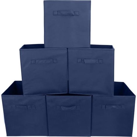Lot de 6 bacs de rangement ouverts en non-tissé Ztforus, tiroirs en tissu bleu foncé pour chambre, armoire, chambre d'enfant et salle de jeux. (1/5)