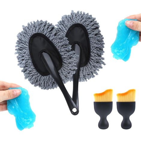 Lot de 6 Fournitures de Nettoyage de Voiture – Dépoussiérage intérieur de Voiture et Brosse et Gel de Nettoyage, kit de Nettoyage pour Voitures, camions, VUS et Camping-Cars (1/4)