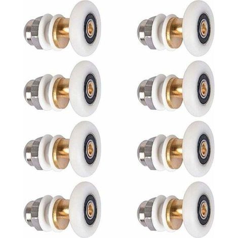 Roulette Porte Douche, Roulettes de Porte Coulissante Cabine de Douche Porte Poulies Roue de Rechange pour Rouleau avec Diamètre de Roues 27mm, 8 Pièces (1/4)