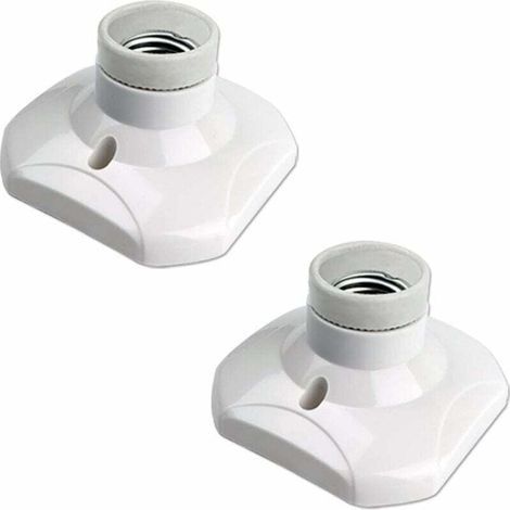 Douille de Plafonnier E27 à vis pour Lampe Murale Mur Intérieur, AC 230V, Support pour Ampoule LED E27, Base Plastique Culot E27 pour Plafond de Garage Atelier, lot de 2 (1/5)