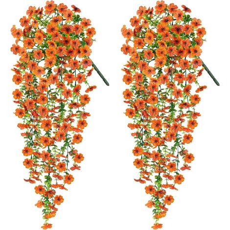 JSSEVN-2 künstliche Hängeblumen, 75 cm, künstliche Rankblumen, Kunstpflanze für Balkon, UV-beständig, für den Außenbereich (1/3)