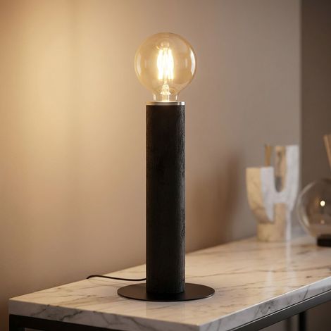 Lampada da tavolo Lampada da tavolo Legno Lampada da lettura Baule di legno Lampada da camera da letto 1 fiamma nera, metallo, 1x attacco E27, DxH 15x30,5 cm (1/5)