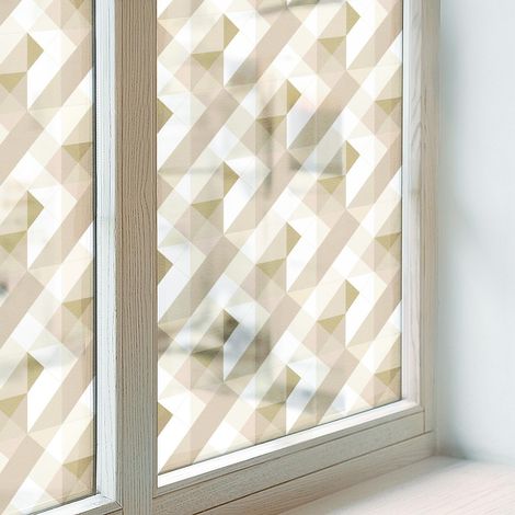 Sichtschutzfolie 100x100 cm Folie für Schlafzimmer PVC Sichtschutz Fenster Milchglas Selbstklebend Blickdicht UV-Schutz Dekorativ Dreiecksmuster