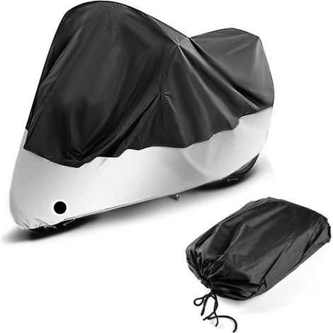 Telo coprimoto impermeabile per uso esterno, 1 pezzo, telo universale per moto e scooter, 265 x 105 x 125 cm, XXXL, nero/argento, motore (1/5)