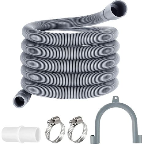 Tuyau de Vidange Universel Tuyau de Vidange pour Machine à Laver Tuyau Lave Vaisselle pour Lave-linges et Lave-vaisselles,Rallonge de tuyau y Compris Support et Colliers de Serrage(3M) (1/5)