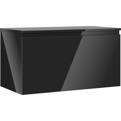 Mexen Orio Badezimmerunterschrank 90 cm mit Arbeitsplatte, 1 Schublade, schwarz glänzend - 91A10-09047-1-BFC70 (1/5)
