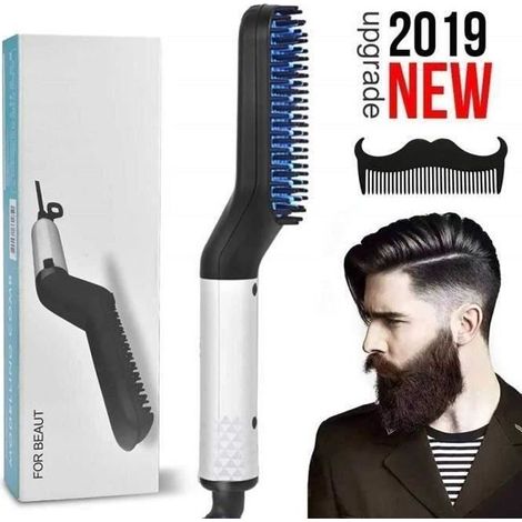 Lisseur Barbe Multifonctionnel, Lisseur Barbe et Cheveux Homme, Rapide Lisseur de Barbe Peigne,Aplatir Côté Redresser Cheveux