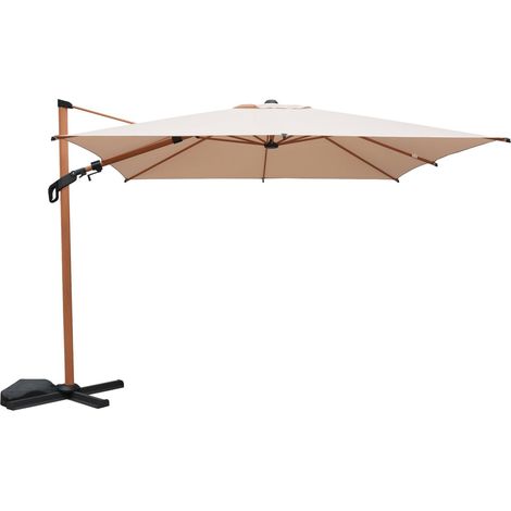sweeek - Rechteckiger Ampelschirm 3x4 m Mast mit Holz-Optik