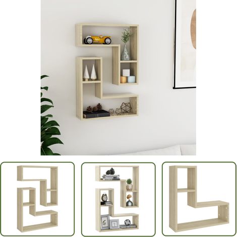 The Living Store Wandregale 2 Stk. Sonoma-Eiche 50x15x50 cm Holzwerkstoff - Wandregal - Holzregal - Deko Regal - Wohnraumgestaltung - Eiche Möbel (1/5)